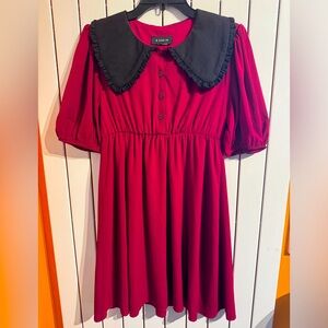 B. Darling Dress, Red Dress with Collar, Size S, New Without Tag.